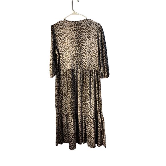 Zara leopard print tiered midi dress size M - Picture 3 of 9